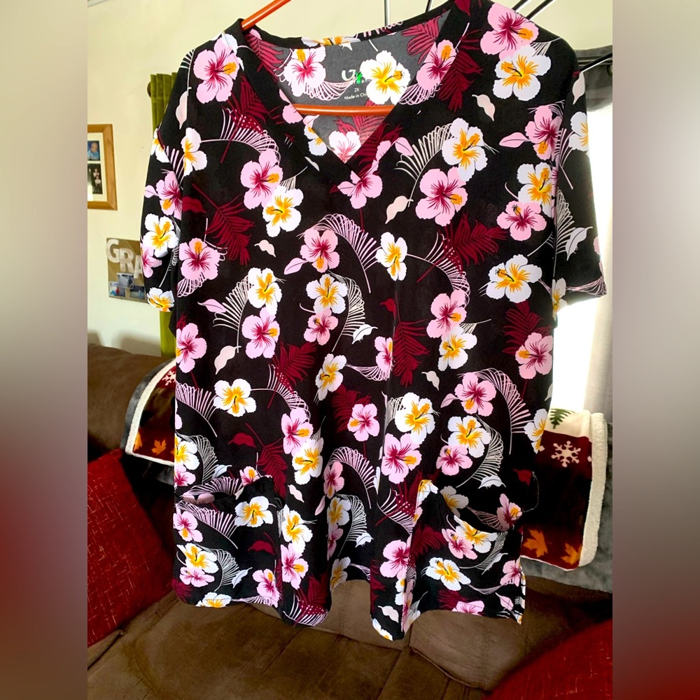 Floral scrub shirt